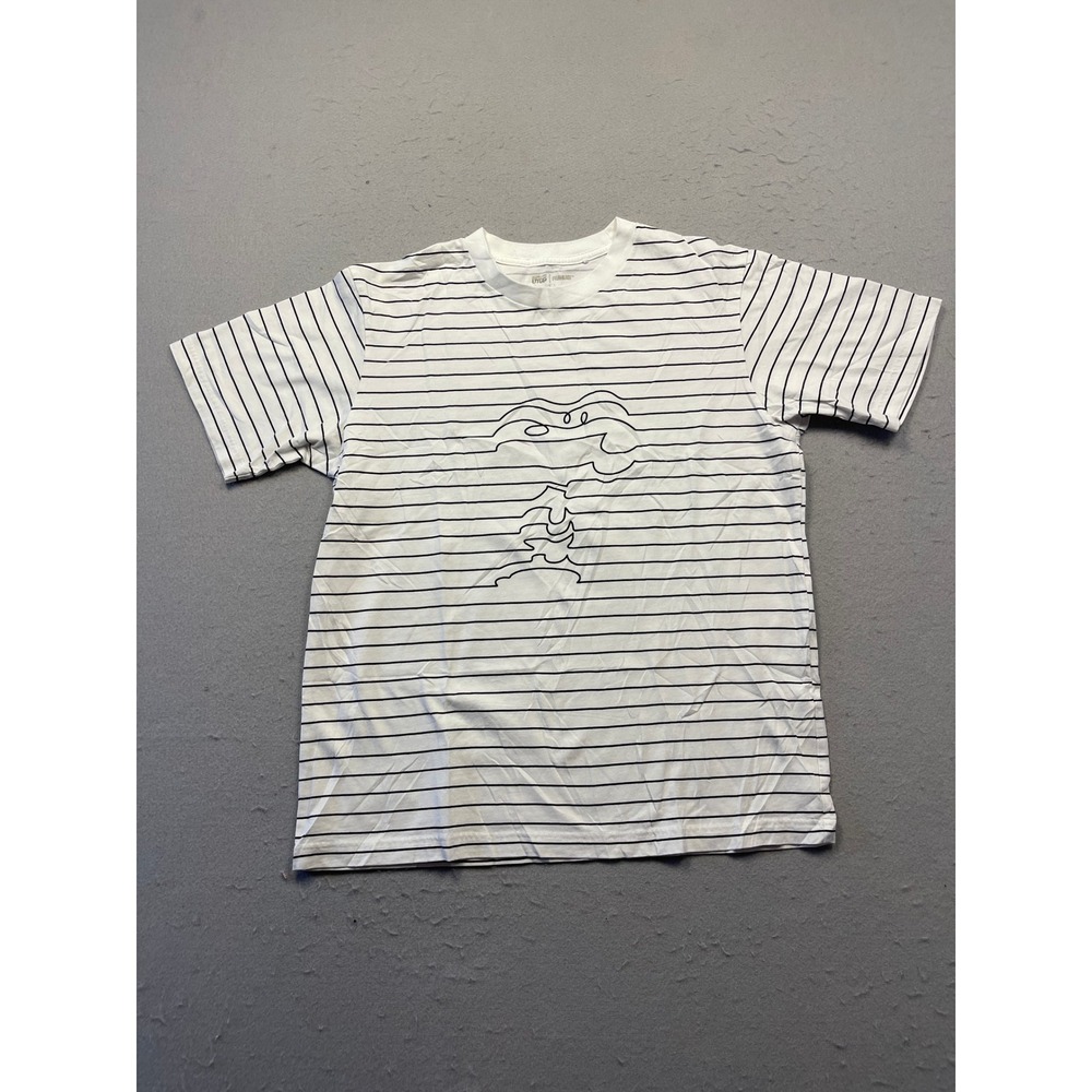 Uniqlo Peanuts UTGP T-Shirt Cotton Striped White Black Large Mens